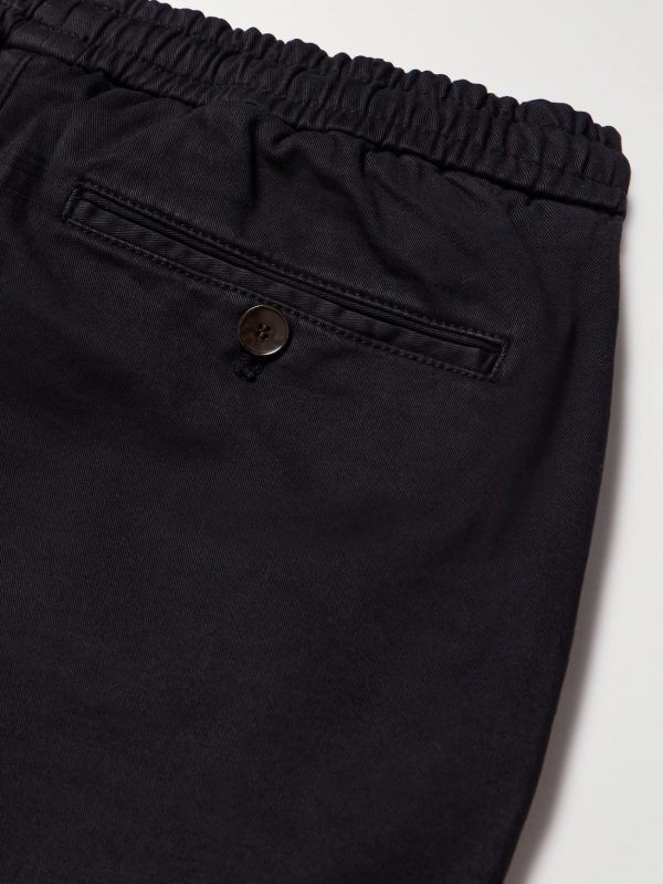 Straight-Leg Cotton-Blend Twill Drawstring Trousers - CU