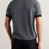 Honeycomb-Knit Organic Cotton Polo Shirt - BK