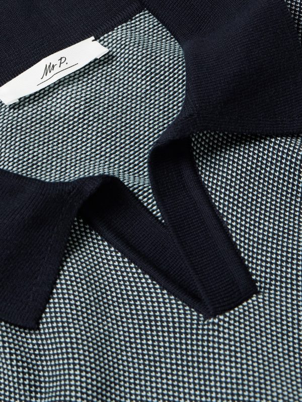 Honeycomb-Knit Organic Cotton Polo Shirt - CU