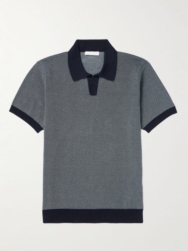 Honeycomb-Knit Organic Cotton Polo Shirt