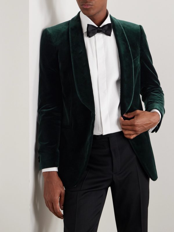 Cotton-Blend Velvet Tuxedo Jacket - FR