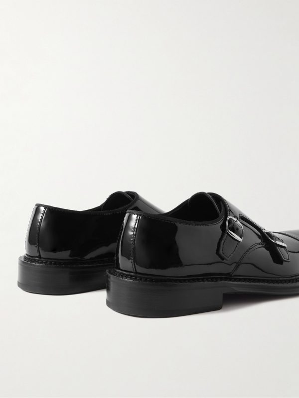Patent-Leather Monk-Strap Shoes - BK