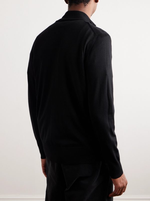Richard Merino Wool Zip-Up Cardigan - BK