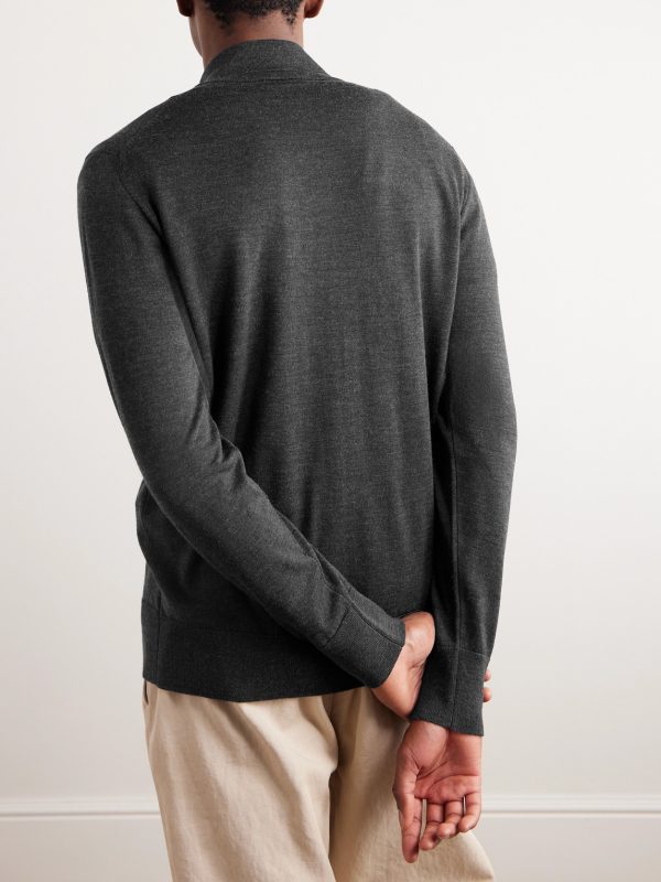 Richard Merino Wool Zip-Up Cardigan - BK Richard Merino Wool Zip-Up Cardigan - BK