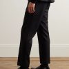 Tapered Grosgrain-Trimmed Wool Drawstring Tuxedo Trousers - BK Tapered Grosgrain-Trimmed Wool Drawstring Tuxedo Trousers - BK