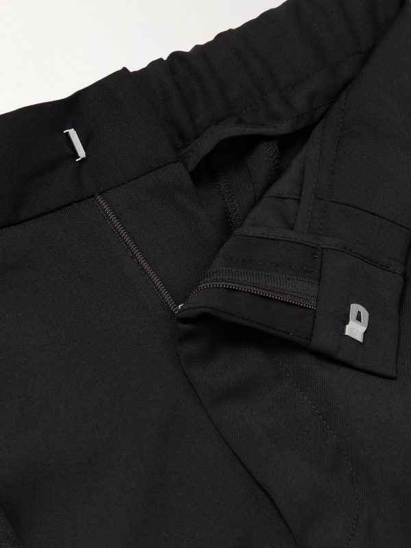 Tapered Grosgrain-Trimmed Wool Drawstring Tuxedo Trousers - E1 Tapered Grosgrain-Trimmed Wool Drawstring Tuxedo Trousers - E1