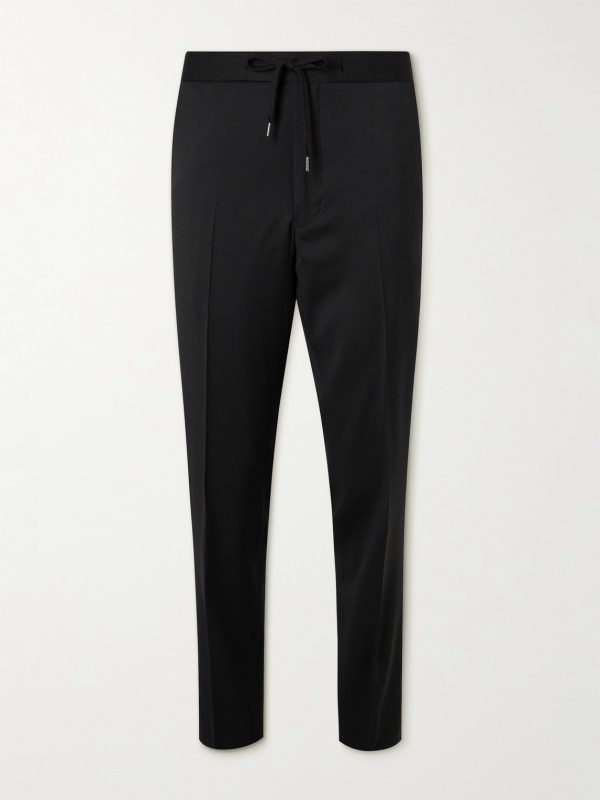 Tapered Grosgrain-Trimmed Wool Drawstring Tuxedo Trousers Tapered Grosgrain-Trimmed Wool Drawstring Tuxedo Trousers