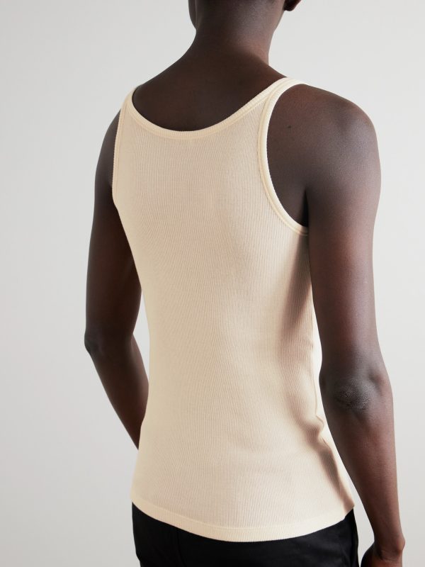 Slim-Fit Logo-Embroidered Ribbed Cotton-Jersey Tank Top - BK Slim-Fit Logo-Embroidered Ribbed Cotton-Jersey Tank Top - BK