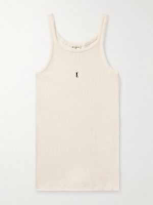 Slim-Fit Logo-Embroidered Ribbed Cotton-Jersey Tank Top Slim-Fit Logo-Embroidered Ribbed Cotton-Jersey Tank Top