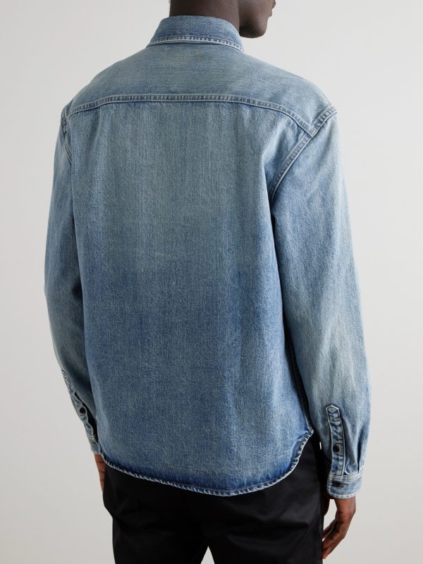 Logo-Embroidered Denim Shirt - BK Logo-Embroidered Denim Shirt - BK