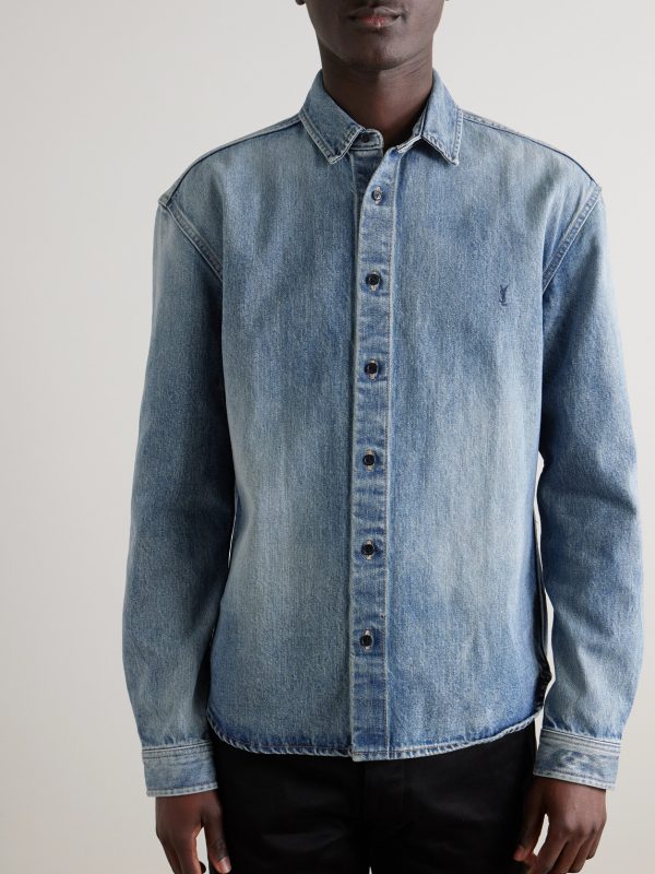 Logo-Embroidered Denim Shirt - FR Logo-Embroidered Denim Shirt - FR