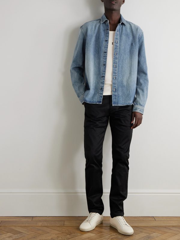 Logo-Embroidered Denim Shirt - OU Logo-Embroidered Denim Shirt - OU