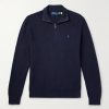 Logo-Embroidered Honeycomb-Knit Cotton Half-Zip Sweater Logo-Embroidered Honeycomb-Knit Cotton Half-Zip Sweater