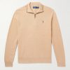 Logo-Embroidered Honeycomb-Knit Cotton Half-Zip Sweater Logo-Embroidered Honeycomb-Knit Cotton Half-Zip Sweater