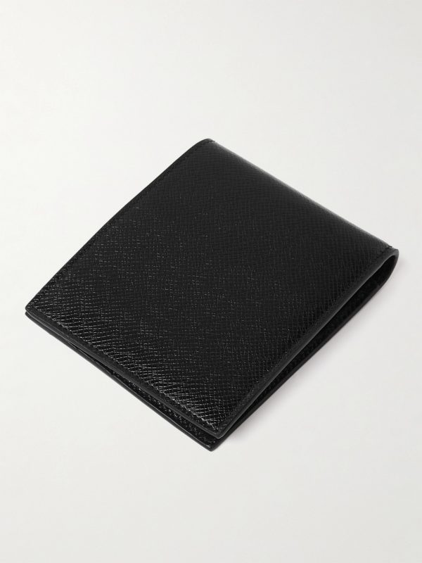 Logo-Embellished Upcycled Cross-Grain Leather Bifold Wallet - BK Logo-Embellished Upcycled Cross-Grain Leather Bifold Wallet - BK