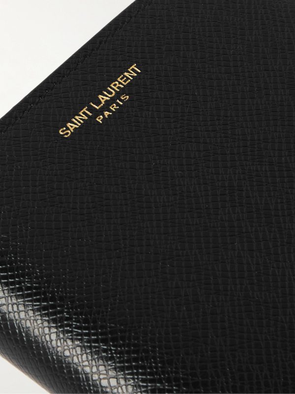 Logo-Embellished Upcycled Cross-Grain Leather Bifold Wallet - CU Logo-Embellished Upcycled Cross-Grain Leather Bifold Wallet - CU