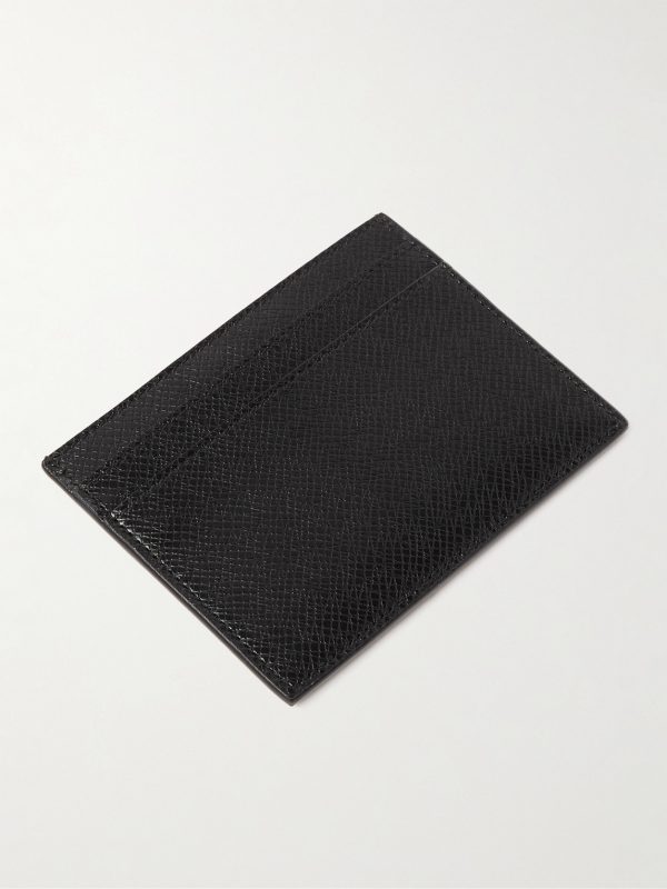 Logo-Print Upcycled Cross-Grain Leather Cardholder - BK Logo-Print Upcycled Cross-Grain Leather Cardholder - BK