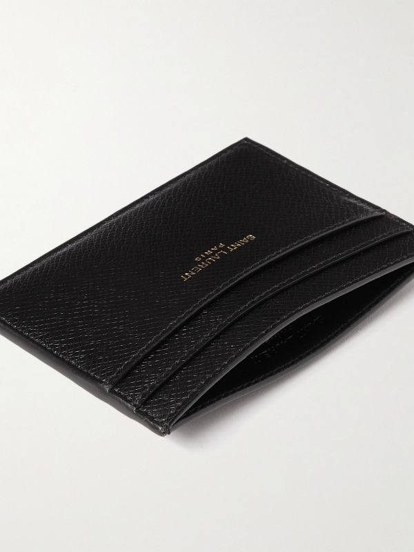 Logo-Print Upcycled Cross-Grain Leather Cardholder - E1 Logo-Print Upcycled Cross-Grain Leather Cardholder - E1