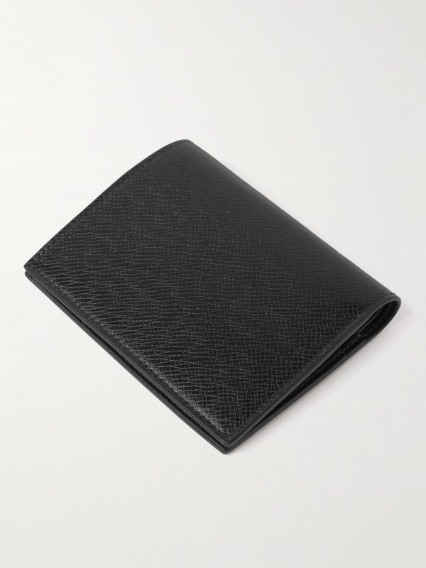 Upcycled Cross-Grain Leather Bifold Wallet - BK