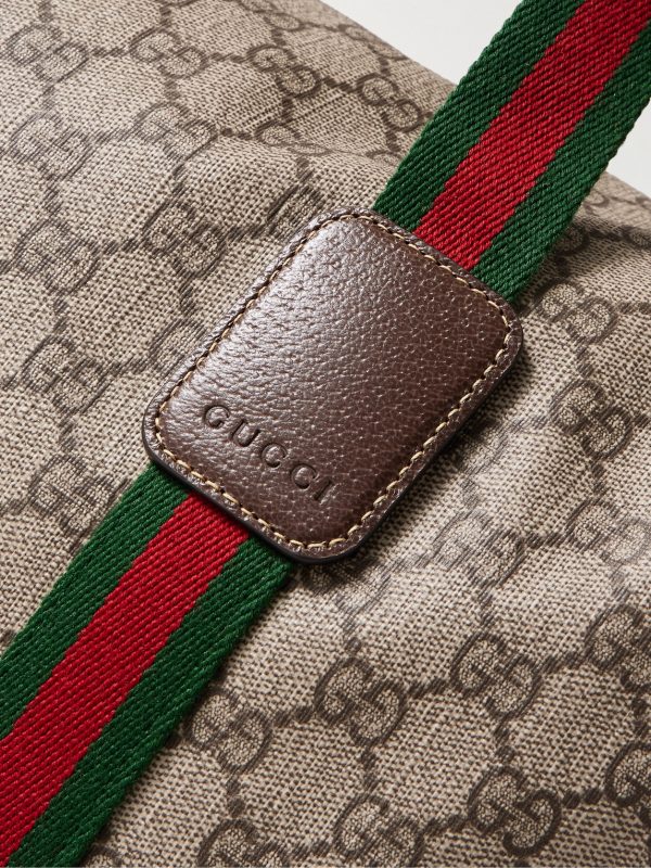 Leather- and Webbing-Trimmed Monogrammed Supreme Coated-Canvas Holdall - CU Leather- and Webbing-Trimmed Monogrammed Supreme Coated-Canvas Holdall - CU