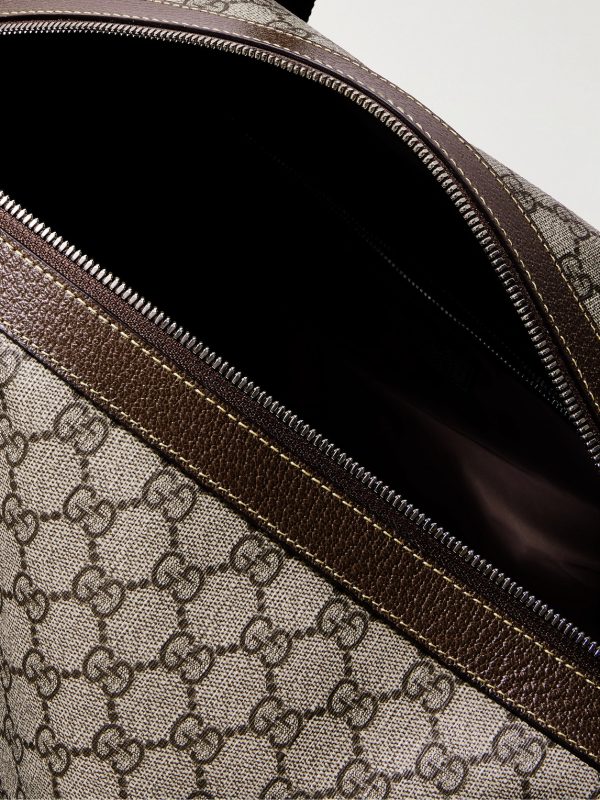 Leather- and Webbing-Trimmed Monogrammed Supreme Coated-Canvas Holdall - E1 Leather- and Webbing-Trimmed Monogrammed Supreme Coated-Canvas Holdall - E1