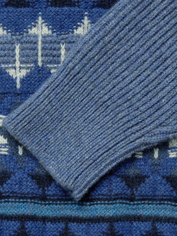 Fair Isle Ribbed-Knit Cashmere Half-Zip Sweater - E1