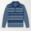 Fair Isle Ribbed-Knit Cashmere Half-Zip Sweater