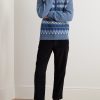 Fair Isle Ribbed-Knit Cashmere Half-Zip Sweater - OU