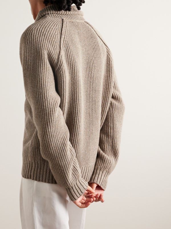 Archer Shawl-Collar Ribbed Cashmere Sweater - BK Archer Shawl-Collar Ribbed Cashmere Sweater - BK