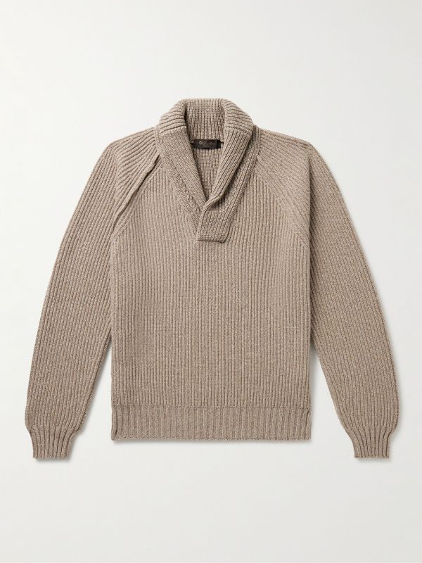 Archer Shawl-Collar Ribbed Cashmere Sweater Archer Shawl-Collar Ribbed Cashmere Sweater