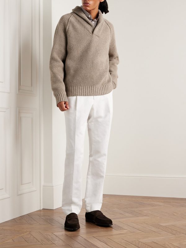 Archer Shawl-Collar Ribbed Cashmere Sweater - OU Archer Shawl-Collar Ribbed Cashmere Sweater - OU