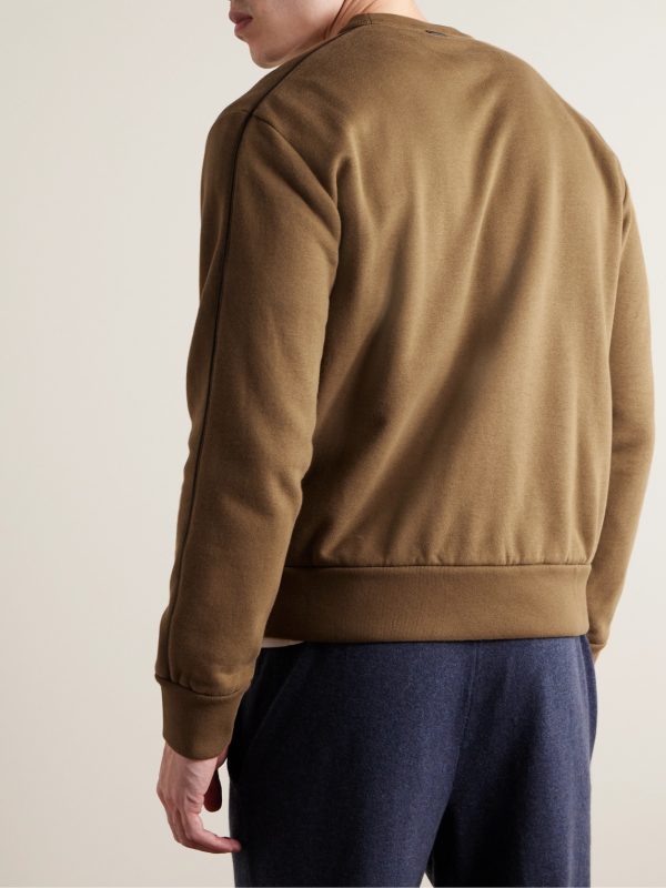 Leather-Trimmed Cotton-Blend Jersey Sweatshirt - BK