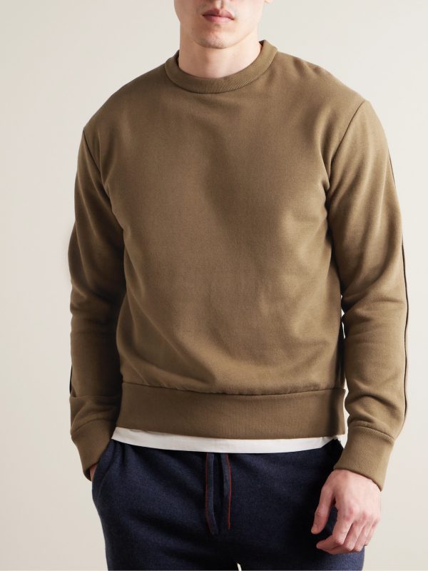Leather-Trimmed Cotton-Blend Jersey Sweatshirt - FR