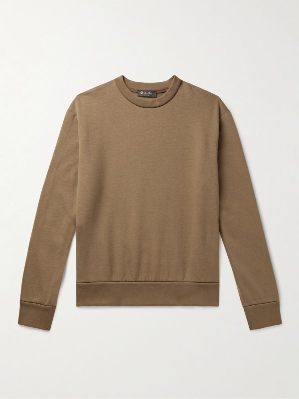 Leather-Trimmed Cotton-Blend Jersey Sweatshirt