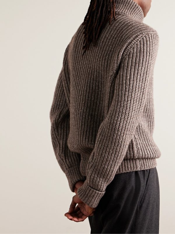 Ribbed Cotton, Yak and Virgin Wool-Blend Rollneck Sweater - BK Ribbed Cotton, Yak and Virgin Wool-Blend Rollneck Sweater - BK