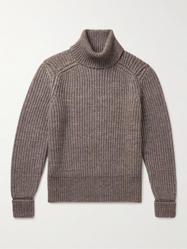 Ribbed Cotton, Yak and Virgin Wool-Blend Rollneck Sweater Ribbed Cotton, Yak and Virgin Wool-Blend Rollneck Sweater