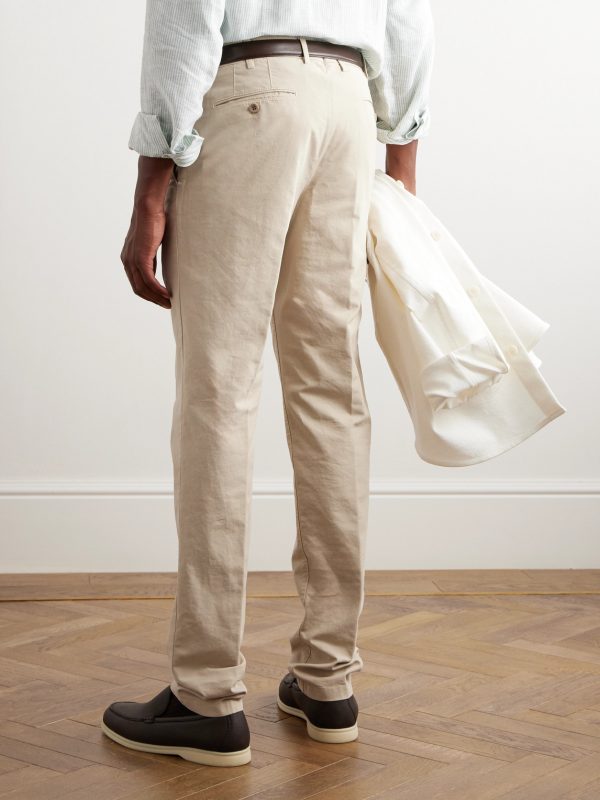 Slim-Fit Cotton-Blend Trousers - BK Slim-Fit Cotton-Blend Trousers - BK