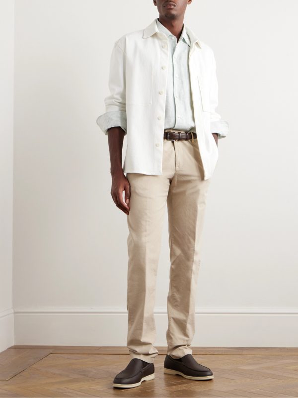 Slim-Fit Cotton-Blend Trousers - OU Slim-Fit Cotton-Blend Trousers - OU
