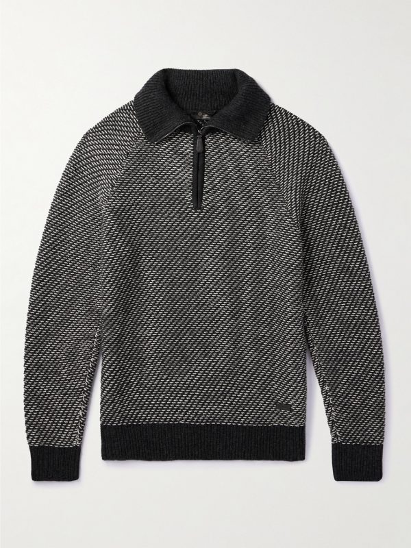 Cashmere and Cotton-Blend Half-Zip Sweater Cashmere and Cotton-Blend Half-Zip Sweater