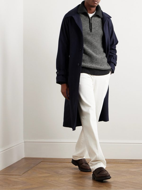 Cashmere and Cotton-Blend Half-Zip Sweater - OU Cashmere and Cotton-Blend Half-Zip Sweater - OU