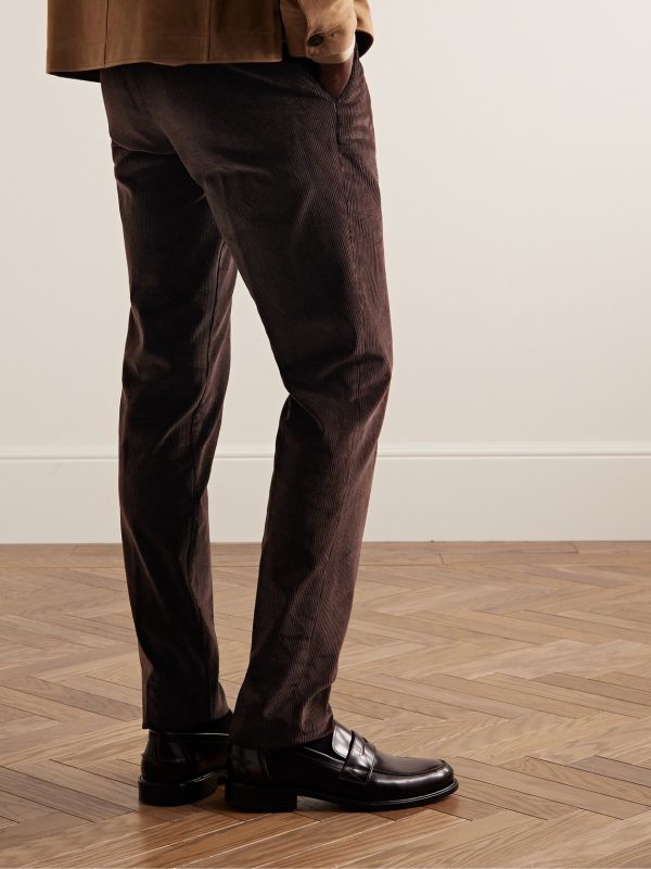 Straight-Leg Cotton-Corduroy Trousers - BK Straight-Leg Cotton-Corduroy Trousers - BK