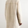 Leather-Trimmed Shearling Coat - BK