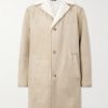 Leather-Trimmed Shearling Coat