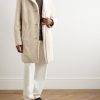 Leather-Trimmed Shearling Coat - OU