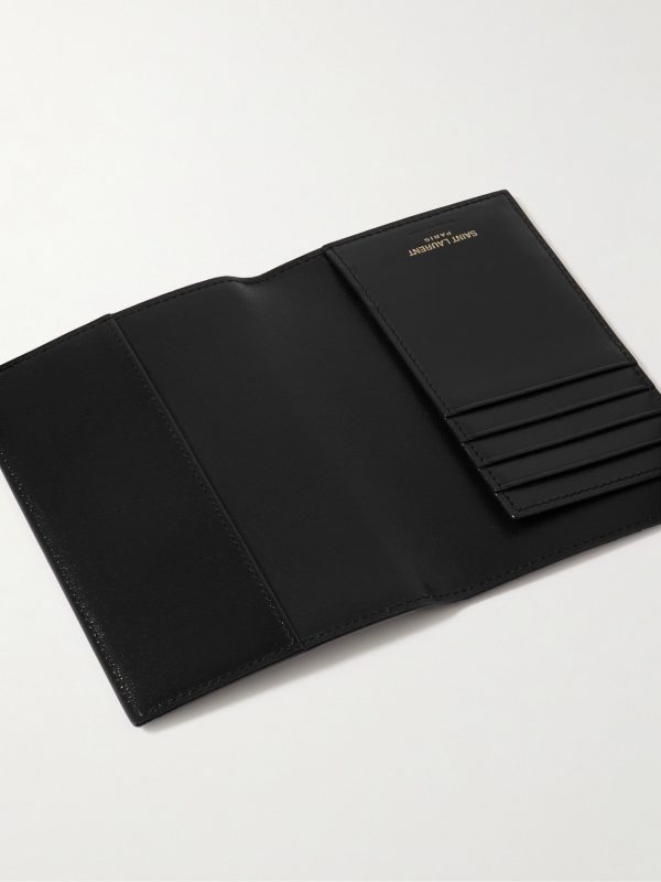 Cassandre Logo-Embellished Glossed-Leather Passport Cover - E1 Cassandre Logo-Embellished Glossed-Leather Passport Cover - E1