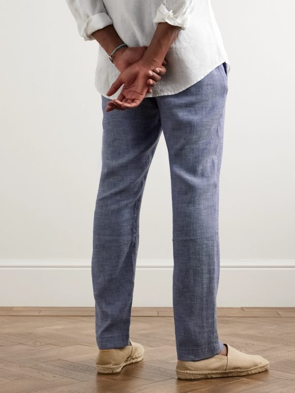 Oscar Straight-Leg Linen and Cotton-Blend Drawstring Trousers - BK