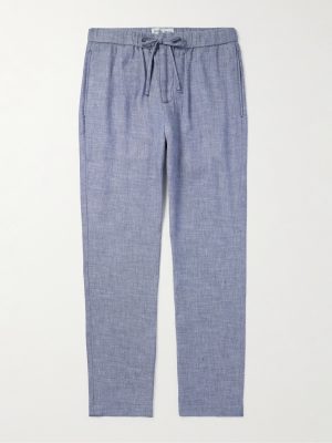 Oscar Straight-Leg Linen and Cotton-Blend Drawstring Trousers