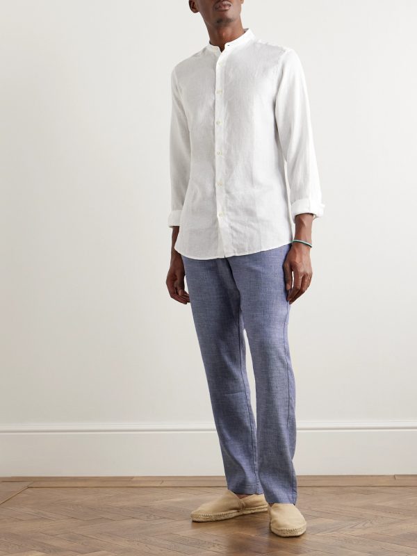 Oscar Straight-Leg Linen and Cotton-Blend Drawstring Trousers - OU