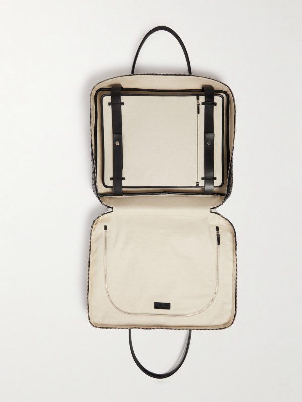 Large Intrecciato Embellished Leather Briefcase - E1 Large Intrecciato Embellished Leather Briefcase - E1