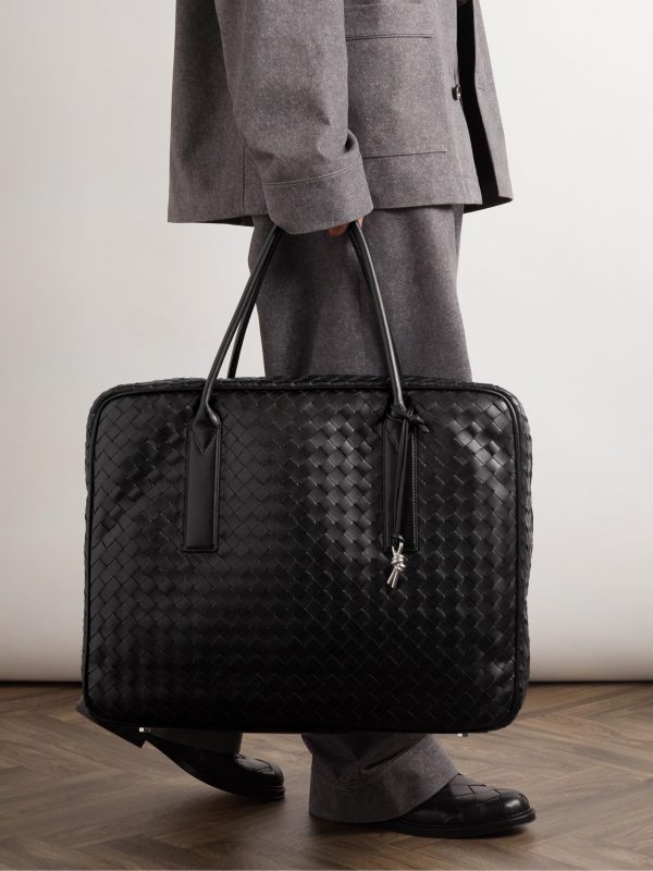 Large Intrecciato Embellished Leather Briefcase - OU Large Intrecciato Embellished Leather Briefcase - OU